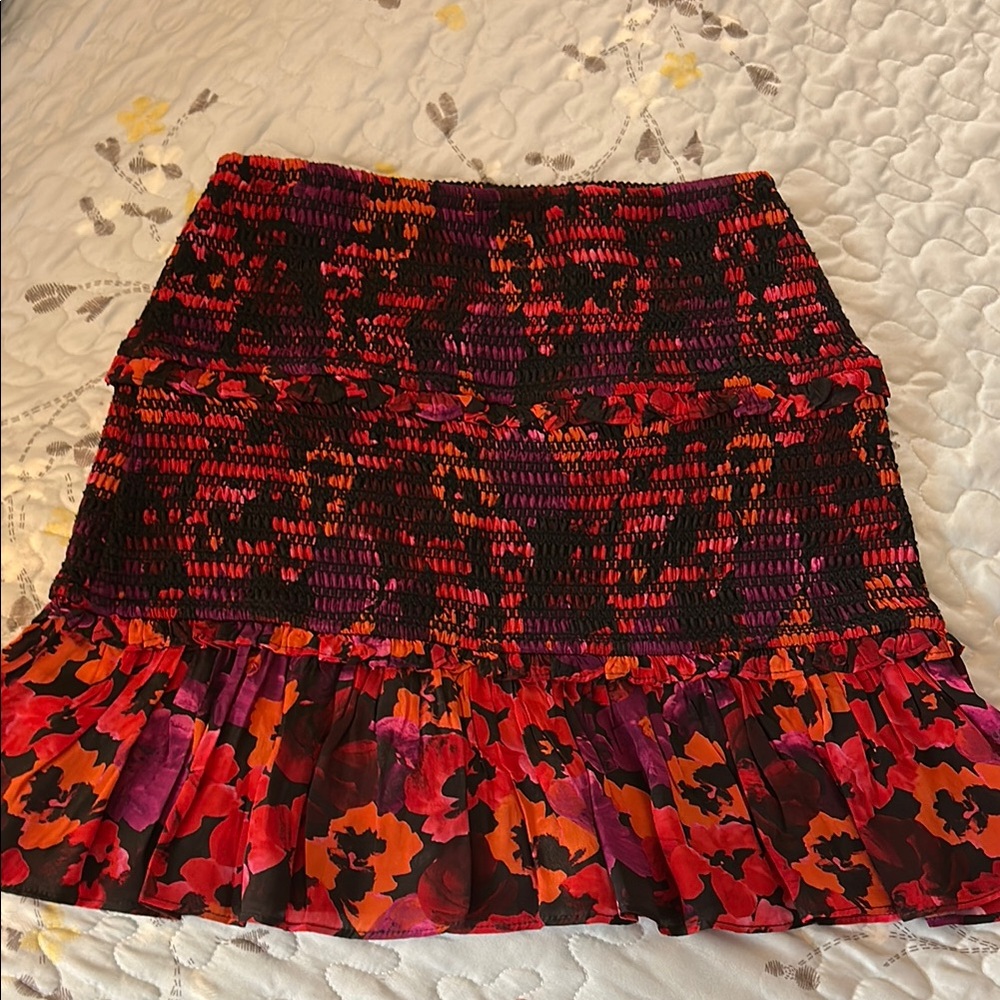 SAYLOR Red and Black Smocked Mini Skirt